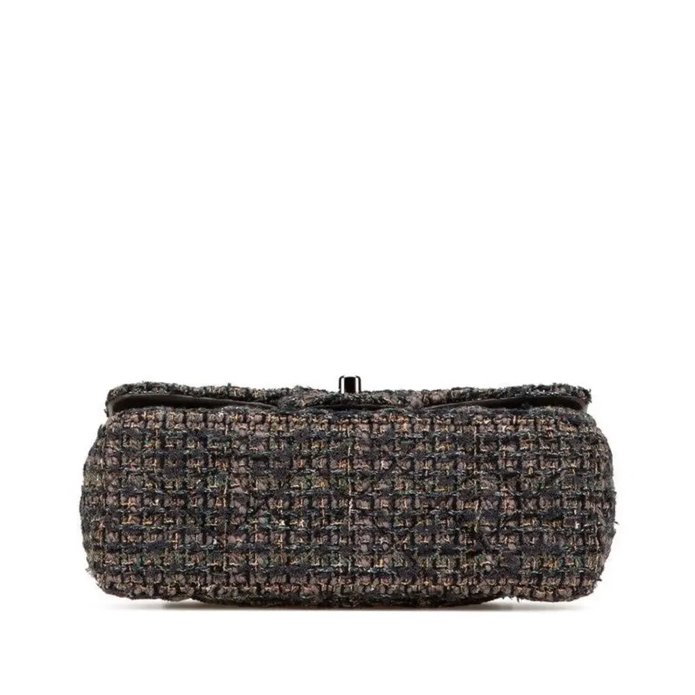 Chanel Mini Matelasse 20 Coco Mark Tweed Leather Shoulder Bag Gray